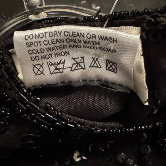 Brilliante Beaded Silk Cocktail Dress Black Tunic Overlay No Stretch Elegant 1X - Picture 7 of 7